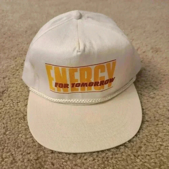 Vintage Energy For Tomorrow White Snap Back Hat With Rope One Size - Picture 1 of 7